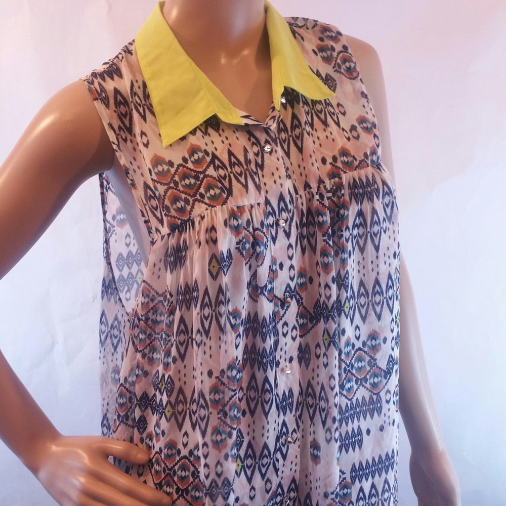 Black Rainn hip groovy bright yellow collar tank